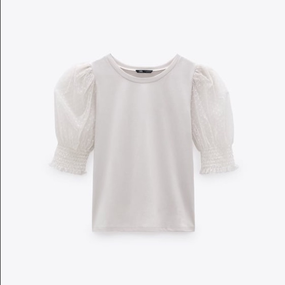 Zara Dotted Mesh 3/4 Sleeve Shirt